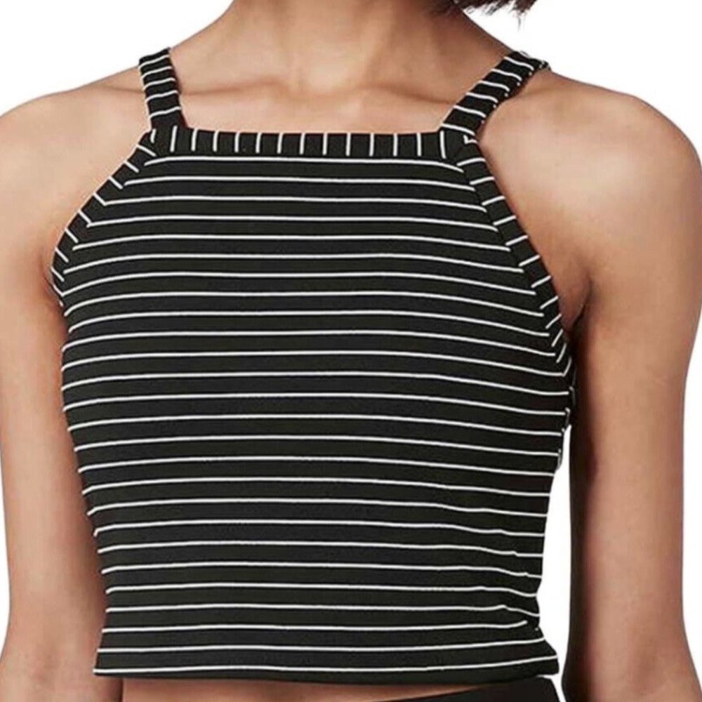 Topshop Black & White Striped Crop Top | Size US 6